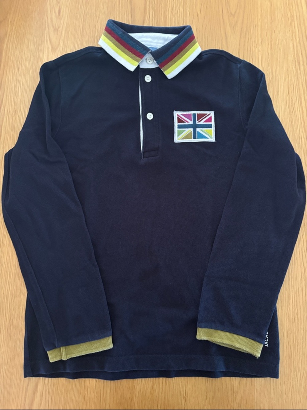 Boys' Jacadi Long-Sleeve Polo with Colorful Trim - size 8 years